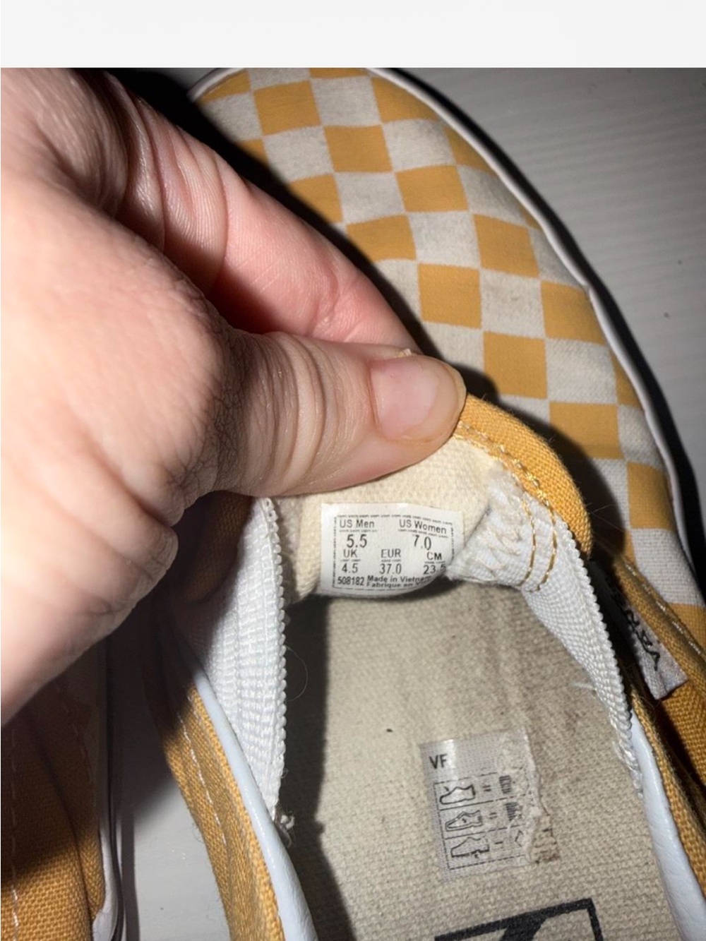 Vans  Checkerboard Slip-On Sneakers in Yellow and White - Picture 5 of 5